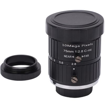 C Mount Lens 75mm Length, 10MP Manual Center Telephoto Lens, Adjustable Aperture for HD Cameras, Aluminum Alloy Shell, Optical Coating for Low Distortion Images