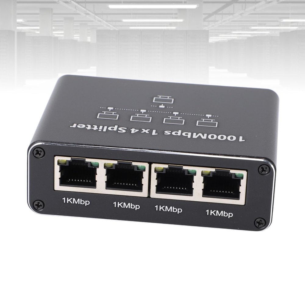 RJ45 Connector Splitter with USB Power Cable: 1000Mbps High Speed Gigabit Ethernet for Wide Compatibility with Computers, TVs, and Game Consoles (1 to 4)
