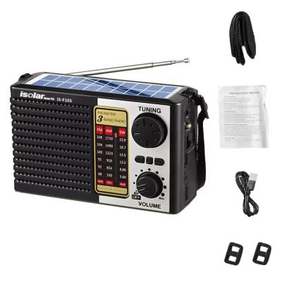 ikaufen Solar Portable FM/AM SW Radio Digital Bluetooth Speaker MP3 Player Rechargeable Comes with a Flashlight and Wrist Strap