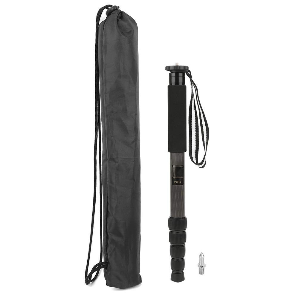 P285C Carbon Fiber Monopod for SLR Cameras, 5 Sections Telescopic, Compact and Portable, with Ball Head Tripod Mount