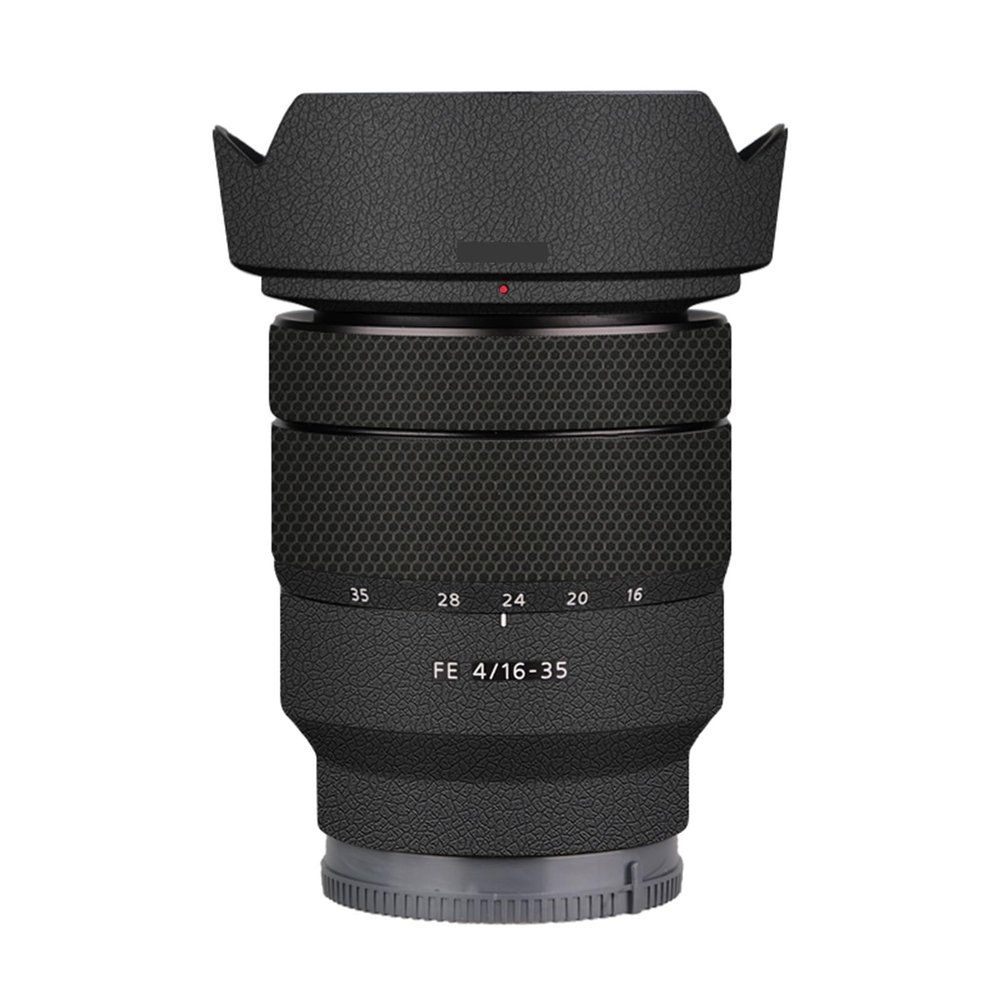 for Sony FE 16-35mm F4 ZA Camera Lens Body Sticker Vinyl Wrap Film Skin Anti-Scratch Decorative Decal Protector Coat FE 4/16-35 4(Leather Black)