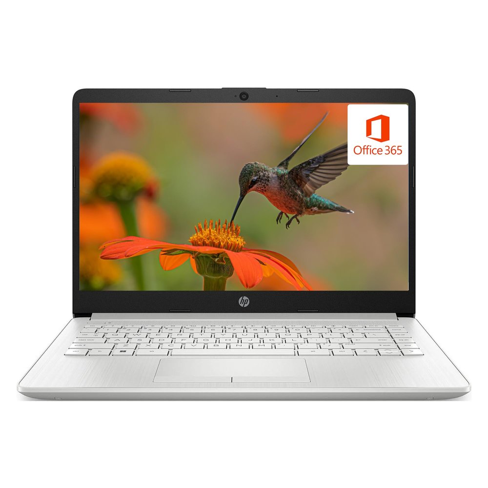 HP 14 Premium HD Portable Laptop Computer Students Business, Quad-Core Intel Celeron Processor, 8GB RAM, 256GB Storage(128GB eMMC+128GB SD Card), 1 Year Office 365, HDMI, Win 11 w/Accessories