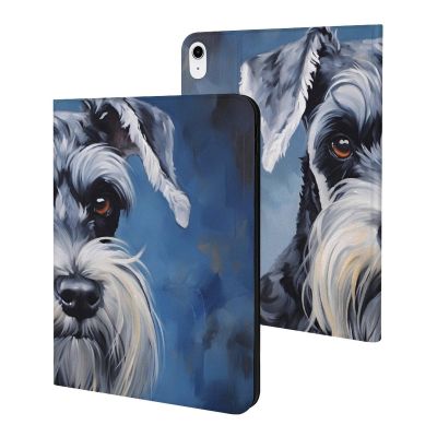 Oil Painting of Schnauzer Dog Case Compatible with iPad 10th 9th 8th 7th Generation Shockproof Protector Holder Cover Stand