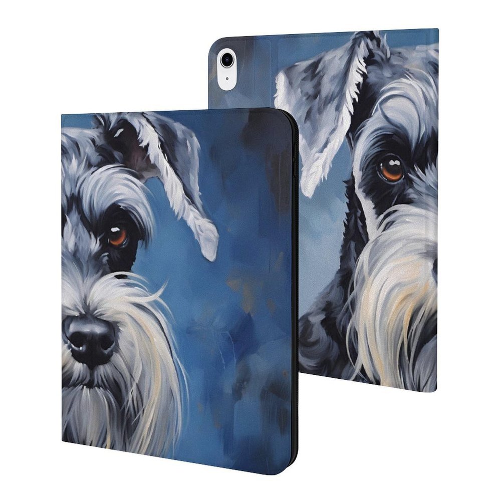 Oil Painting of Schnauzer Dog Case Compatible with iPad 10th 9th 8th 7th Generation Shockproof Protector Holder Cover Stand