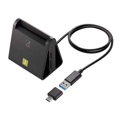 Aeria SD-MYC02-B IC Card Reader, USB Connection Minor Portal Compatible, My Number Card, e-Tax, Final Declaration, Contact Type, IC Card Reader, SD MicroSD Card Reader, Card Reader