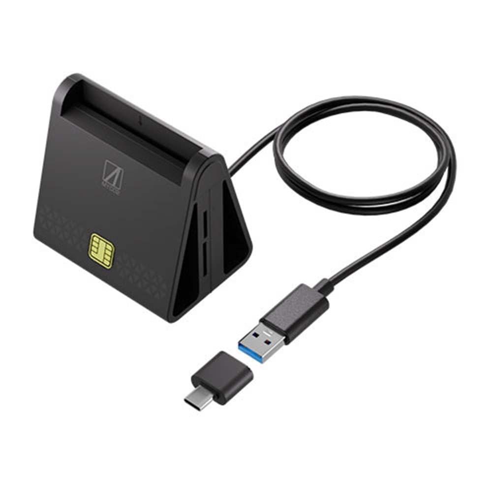 Aeria SD-MYC02-B IC Card Reader, USB Connection Minor Portal Compatible, My Number Card, e-Tax, Final Declaration, Contact Type, IC Card Reader, SD MicroSD Card Reader, Card Reader