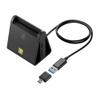 Aeria SD-MYC02-B IC Card Reader, USB Connection Minor Portal Compatible, My Number Card, e-Tax, Final Declaration, Contact Type, IC Card Reader, SD MicroSD Card Reader, Card Reader view 1