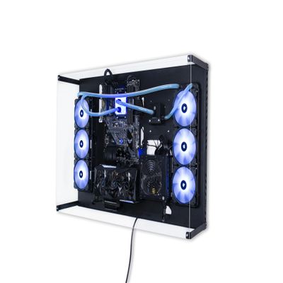 ABK Design, Wall Mount Computer Case - Wall Mount ATX Case - Wall PC Case for PC Gaming - Computer Cases for PC Computer - Pc Case - Gaming PC Case (Wall Computer Case + Plexiglass, Black)