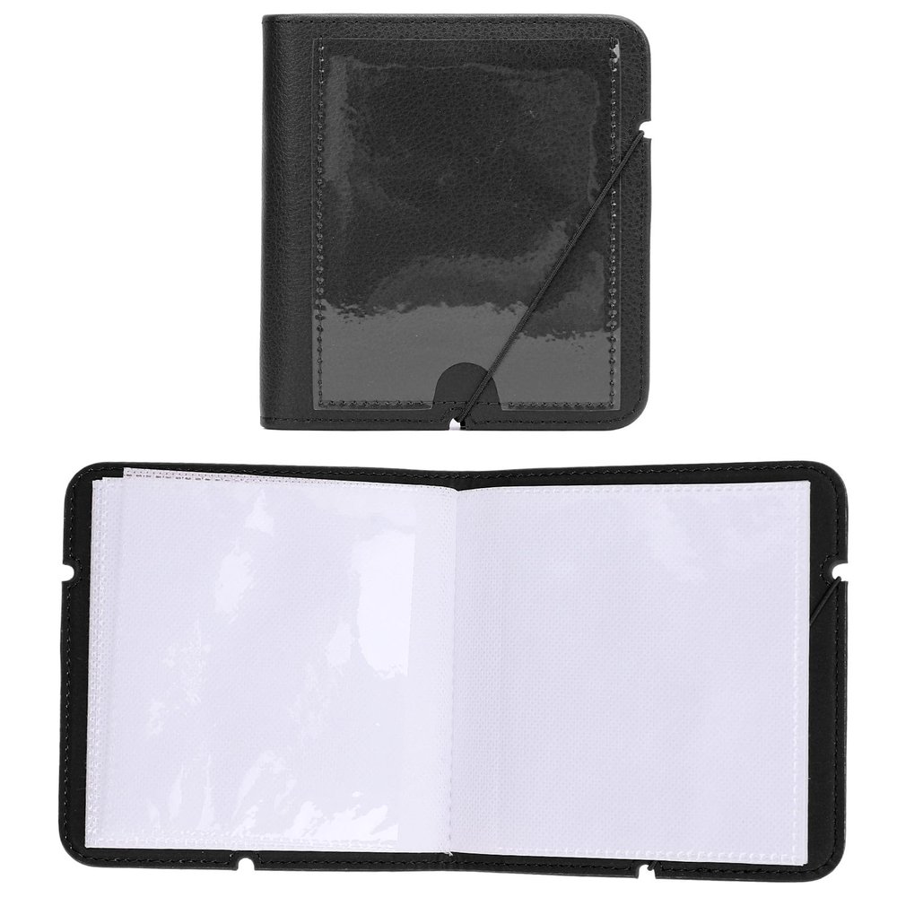 28 Pockets Photo Album for Square W210 W300 W400 Camera Film, Retro PU Leather Photo Album Book with Strap for Instant Camera Films (Black)