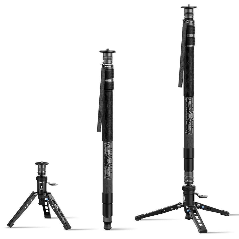 SIRUI Carbon Fiber Monopod, 57" Camera Monopod with Pedal Feet, One-Step Height Adjustment with Twist Lock, Compact & Rapid System for DSLR Camera, Max Load 22lbs/ 10kg, SVM-145P