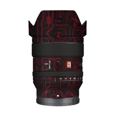 Camera Lens Vinyl Wrap Film Sticker for Sony FE 24mm F1.4 GM Full Body Protective Skin Anti-Scratch Protector Coast Decal FE 1.4/24 GM 24 1.4(Circuit Red)