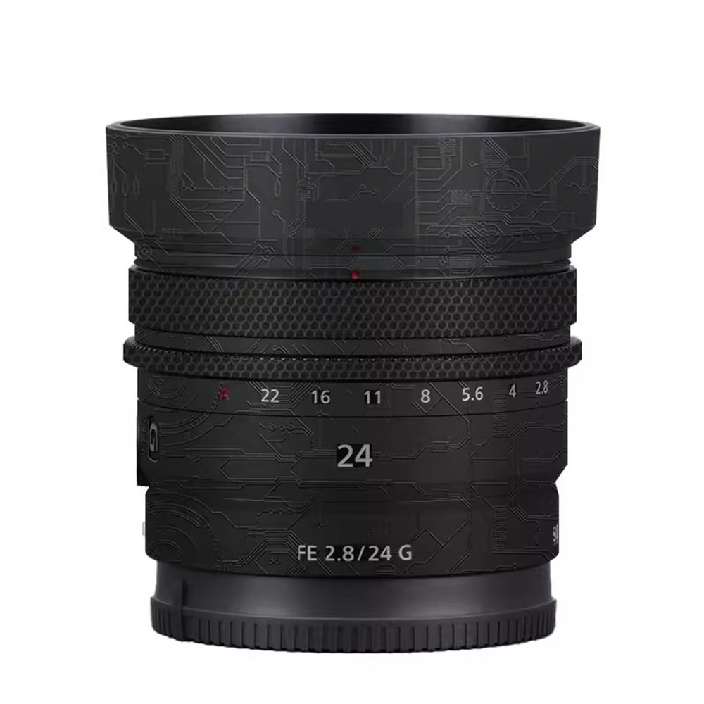 Camera Lens Sticker Coat Wrap Protective Film for Sony FE 24mm F2.8 G Body Protector Decal Skin FE 2.8/24 G 24 2.8(Circuit Black)