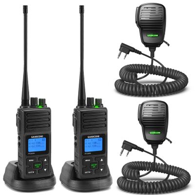SAMCOM FPCN30A 5Watt Walkie Talkie Long Range Two Way Radio Rechargeable with Speaking Mic, SAMCOM 2-Way Radios Heavy Duty Walky Talky with Shoulder Mic for Business Commercial Construction, 2 Packs