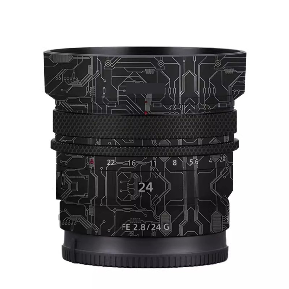 Camera Lens Sticker Coat Wrap Protective Film for Sony FE 24mm F2.8 G Body Protector Decal Skin FE 2.8/24 G 24 2.8(Circuit Titanium)
