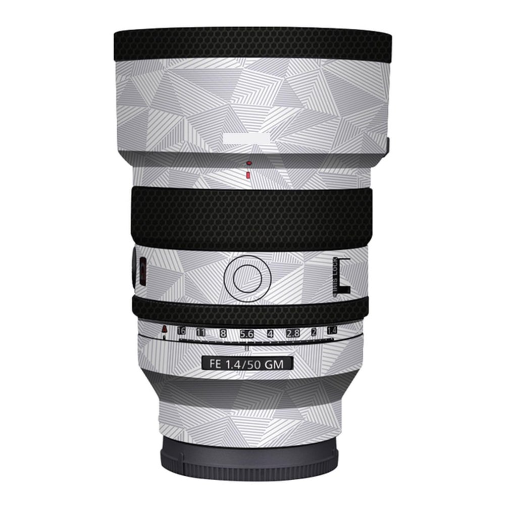 for Sony FE 50mm F1.4 GM Decal Skin Vinyl Wrap Film Camera Lens Body Protective Sticker Protector Coat FE 1.4/50 GM 50 1.4(Triangle White)