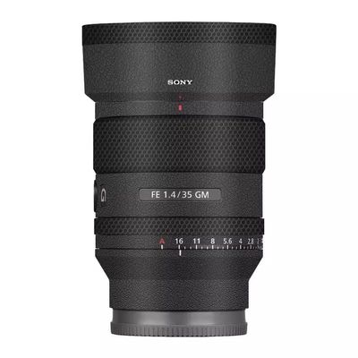 Lens Cap Skin Anti-Scratch Camera Sticker Protective Wrap Film for Sony FE 35mm F1.4 GM Body Protector Decal FE 1.4/35 GM 35 1.4(Leather Black)