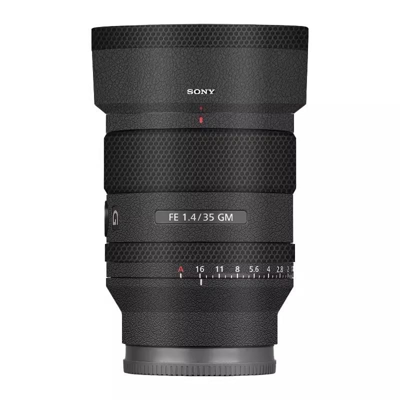 Lens Cap Skin Anti-Scratch Camera Sticker Protective Wrap Film for Sony FE 35mm F1.4 GM Body Protector Decal FE 1.4/35 GM 35 1.4(Leather Black)