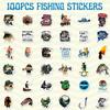 100 Pcs Funny Fishing Stickers, Fly Bass Fishing Stickers Waterproof Vinyl Gifts for Phone, Water Bottle, Luggage, Laptop, Adults Teens view 3