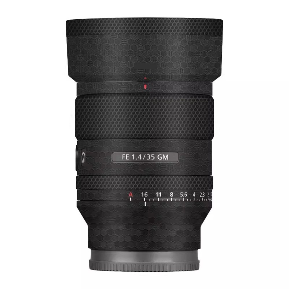 Lens Cap Skin Anti-Scratch Camera Sticker Protective Wrap Film for Sony FE 35mm F1.4 GM Body Protector Decal FE 1.4/35 GM 35 1.4(Honeycomb Black)