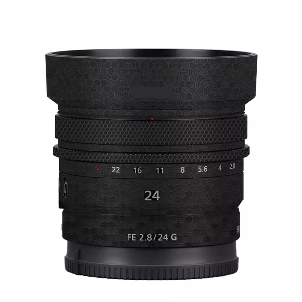 Camera Lens Sticker Coat Wrap Protective Film for Sony FE 24mm F2.8 G Body Protector Decal Skin FE 2.8/24 G 24 2.8(Honeycomb Black)