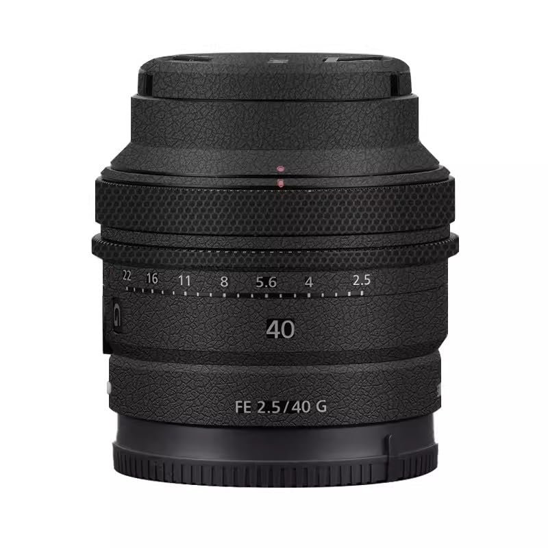 Anti-Scratch Camera Lens Sticker Coat Wrap Protective Film for Sony FE 40mm 50mm F2.5 G Body Protector Skin Cover FE 2.5/40 G 40 50 2.5(Leather Black)