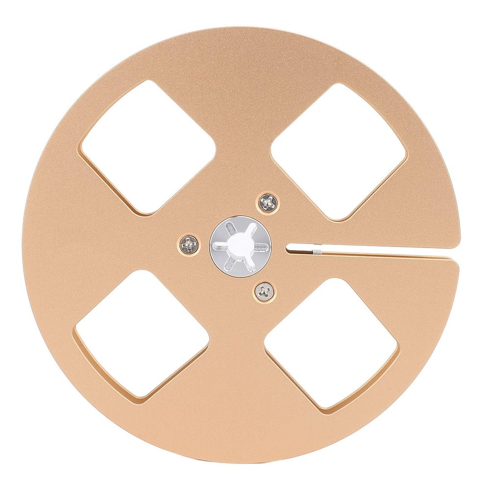 1/4 5 Inch Empty Tape Reel, 4 Hole Aluminum Alloy Empty Reel for NAGRA for Studer Take Up Reel to Reel Recorder Small Hub Long Play Analog Recording Tape Reel (Gold)