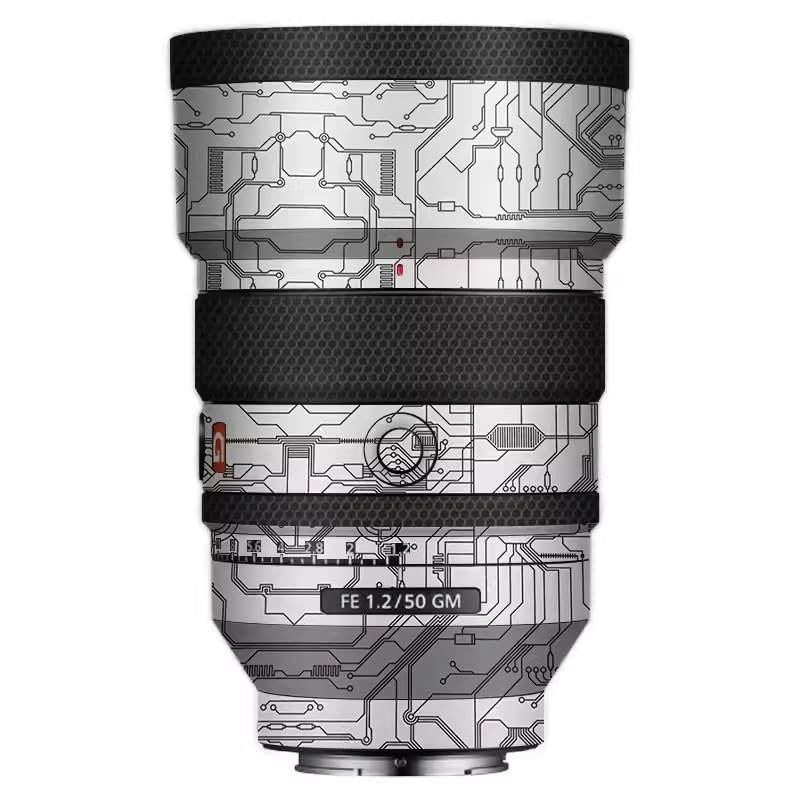 Camera Lens Protector Coat for Sony FE 50mm F1.2 GM Protective Film Body Vinly Wrap Skin Premium Sticker Photography Decal FE 1.2/50 GM 50 1.2(Circuit White)