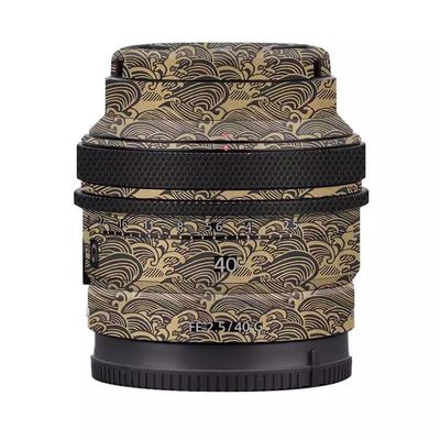 Anti-Scratch Camera Lens Sticker Coat Wrap Protective Film for Sony FE 40mm 50mm F2.5 G Body Protector Skin Cover FE 2.5/40 G 40 50 2.5(Wave Gold)