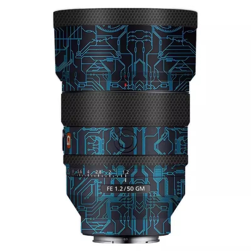 Camera Lens Protector Coat for Sony FE 50mm F1.2 GM Protective Film Body Vinly Wrap Skin Premium Sticker Photography Decal FE 1.2/50 GM 50 1.2(Circuit Blue)