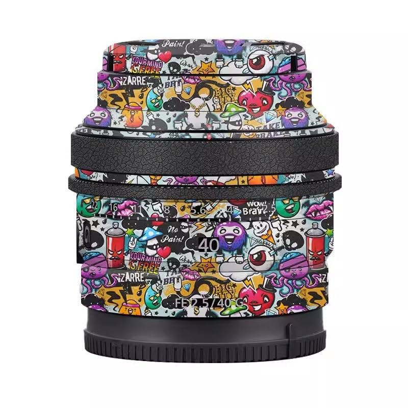 Anti-Scratch Camera Lens Sticker Coat Wrap Protective Film for Sony FE 40mm 50mm F2.5 G Body Protector Skin Cover FE 2.5/40 G 40 50 2.5(Graffiti White)