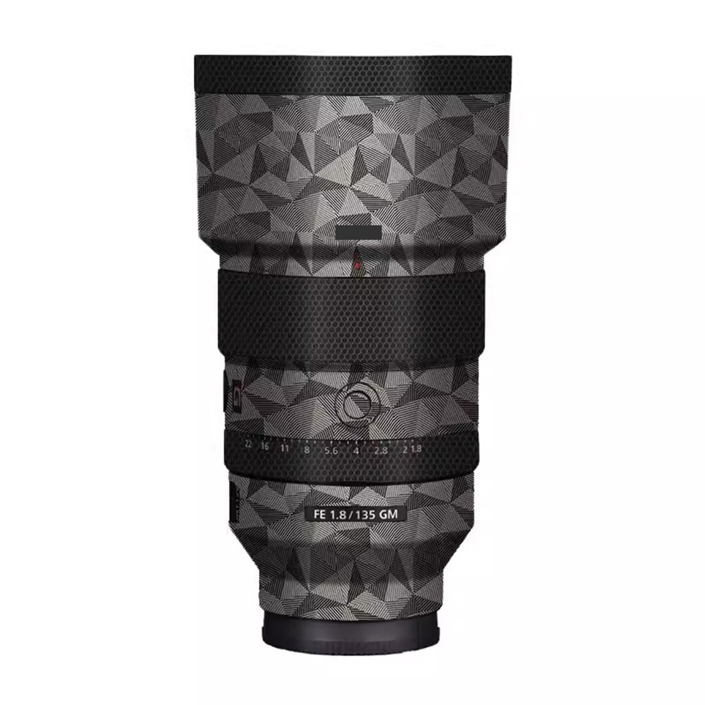Anti-Scratch Camera Lens Sticker Coat for Sony FE 135mm F1.8 GM Vinyl Wrap Protective Film Body Protector Skin FE1.8/135 GM 135 1.8(Triangle Titanium)