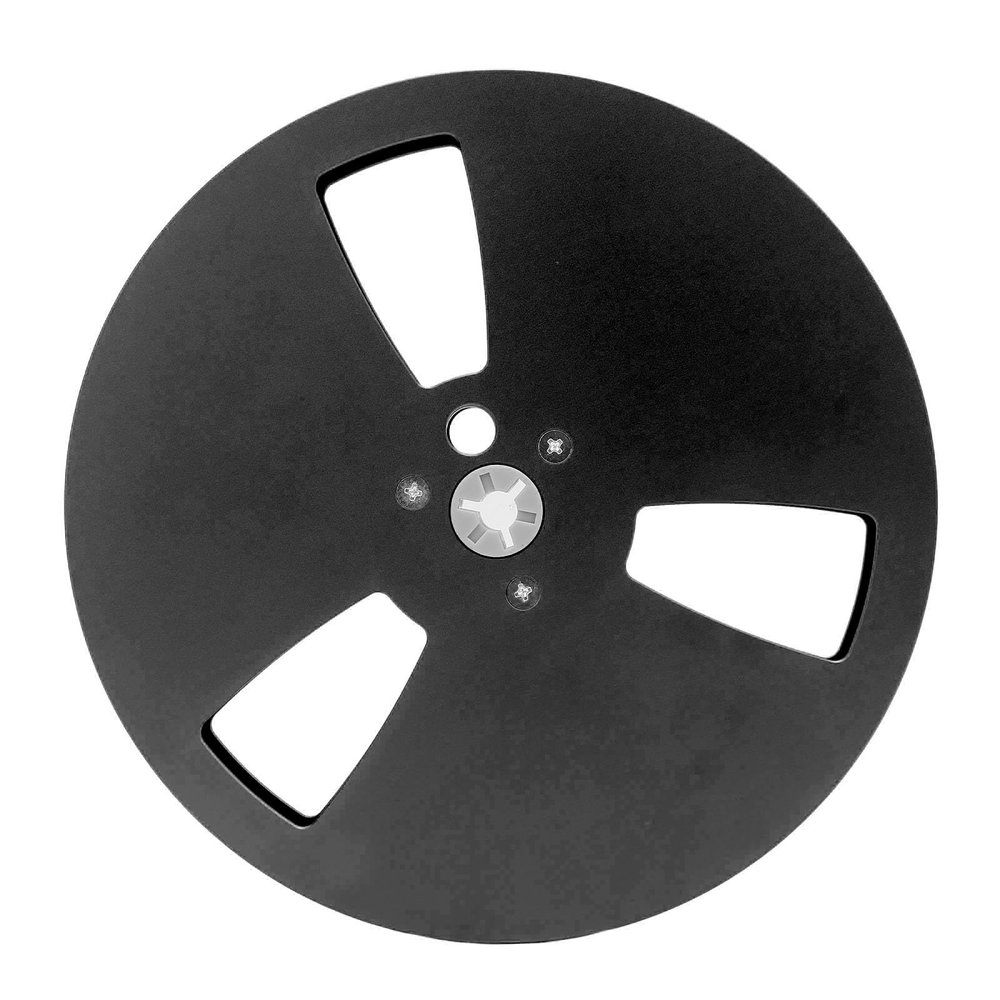 1/4 7 Inch Empty Tape Reel, Aluminum Alloy Takeup Tape Reel, with 3 Holes, Universal Open Reel Sound Tape for Recording, Erasing (Black)