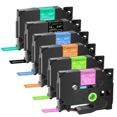 GREENCYCLE 6 Pack Compatible for Brother P-Touch Label Maker Tape TZe TZ 12mm 0.47 Laminated Color Tape for PT-P710BT D400 D600 D210 D200 D220 Label Maker