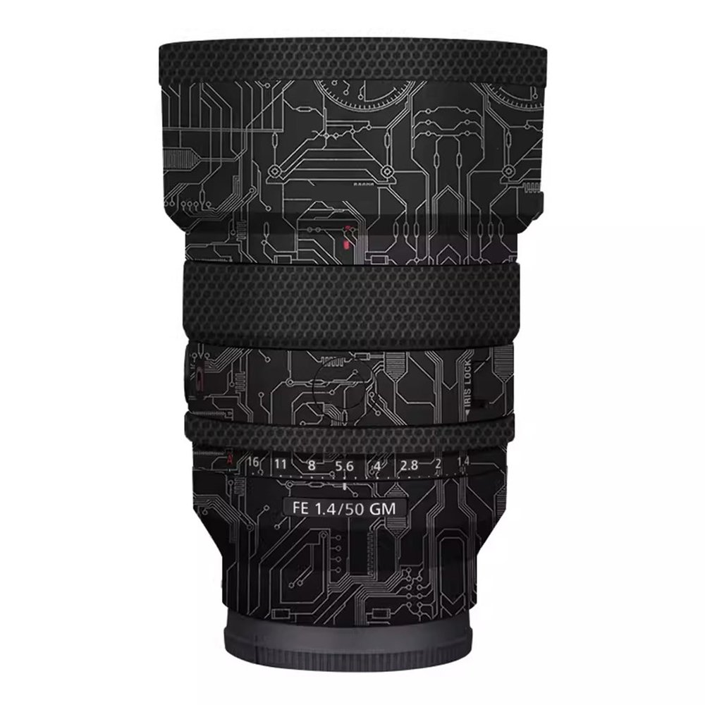 for Sony FE 50mm F1.4 GM Decal Skin Vinyl Wrap Film Camera Lens Body Protective Sticker Protector Coat FE 1.4/50 GM 50 1.4(Circuit Titanium)