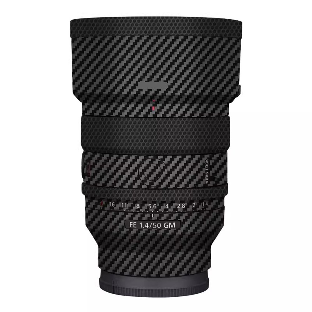 for Sony FE 50mm F1.4 GM Decal Skin Vinyl Wrap Film Camera Lens Body Protective Sticker Protector Coat FE 1.4/50 GM 50 1.4(Carbon Fiber Black)