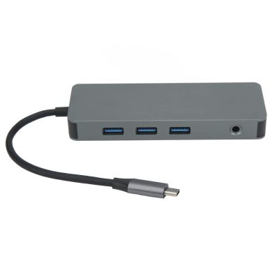 10 in 1 USB C Hub Multiport Adapter, Type C to VGA Dual HD Multimedia Interface Converter, PD Fast Charging Docking Station with 3 USB Ports, Aluminum Alloy Material