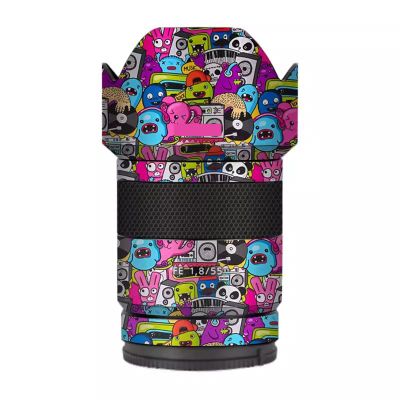 FE 1.8/55 55 1.8 Camera Lens Skin Coat Wrap Protective Film Body Decal Anti-Scratch Sticker Accessories for Sony FE 55mm F1.8 ZA(Graffiti Pink)