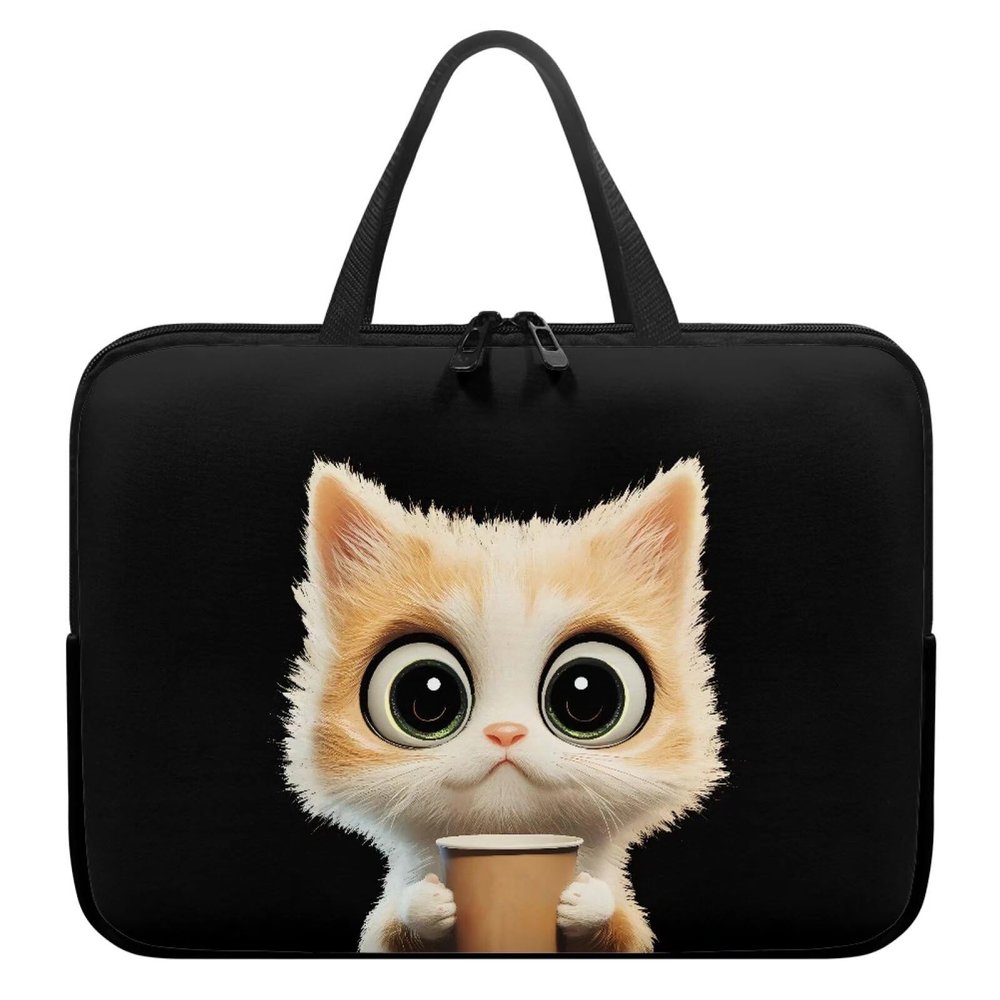 10 12 13 15 17inch Laptop Bag Computer Carrying Case Laptop Sleeve Case Laptop Traval Bag Computer Cover for Men Women Cute Cat,Black