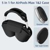 5 in 1 Compatible with Airpods Max 2/1 Smart Case Cover, Sleep Mode Compatible, for Apple AirPod Max Headphones Case Soft Leather & Silicone Four-Piece Set Protective Accessories Portable, Black view 2