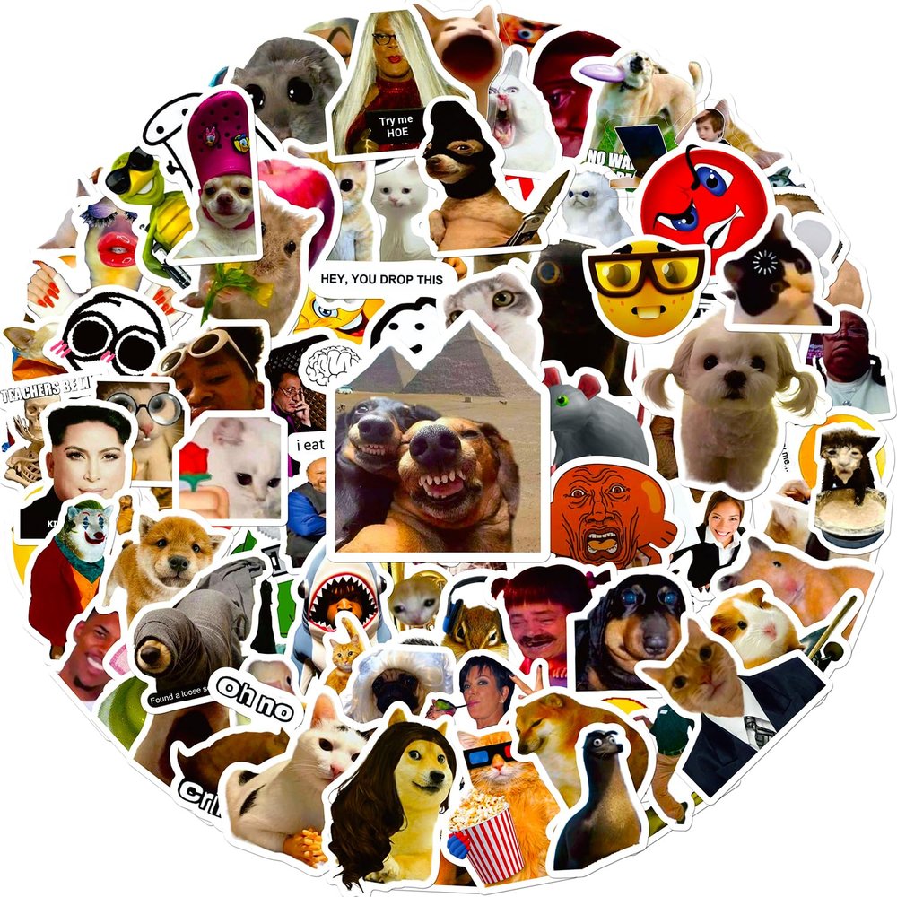 100 Pieces Funny Meme Stickers, Cute Internet Meme Stickers Waterproof Vinyl Gifts for Phone, Water Bottle, Luggage, Laptop, Adults Teens