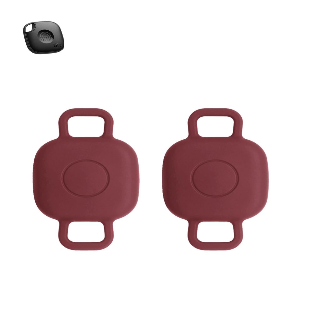 2 Pack for Tile by Life360 Mate (2024) Bluetooth Tracker Case,Shockproof, BOVUGAC Collar Model with 2 cm Cut-Out Silicone Case Cover for Tile Mate (2024) for Pets -Burgundy
