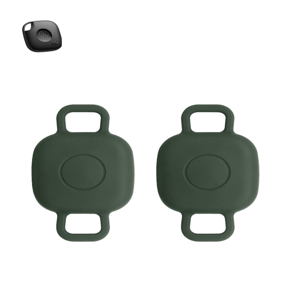 2 Pack for Tile by Life360 Mate (2024) Bluetooth Tracker Case,Shockproof, BOVUGAC Collar Model with 2 cm Cut-Out Silicone Case Cover for Tile Mate (2024) for Pets-Green