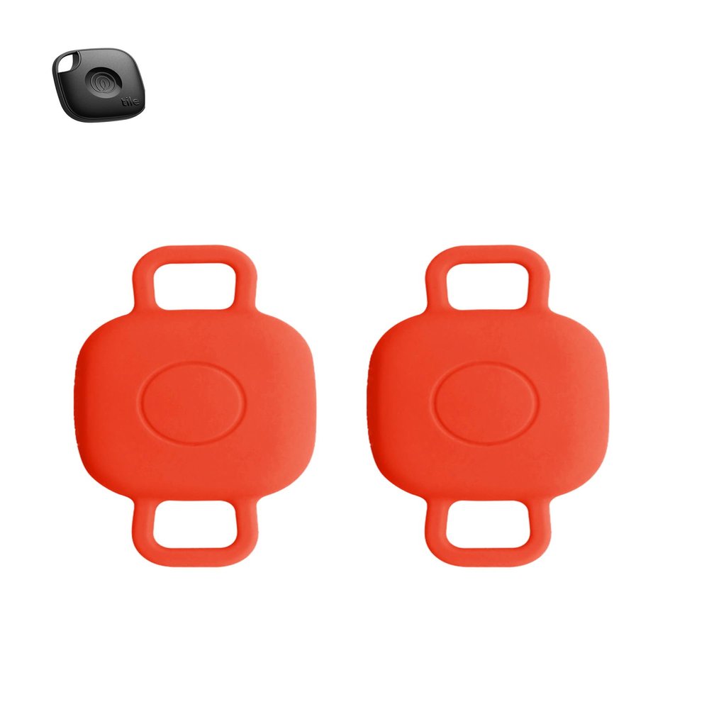 2 Pack for Tile by Life360 Mate (2024) Bluetooth Tracker Case,Shockproof, BOVUGAC Collar Model with 2 cm Cut-Out Silicone Case Cover for Tile Mate (2024) for Pets-Red