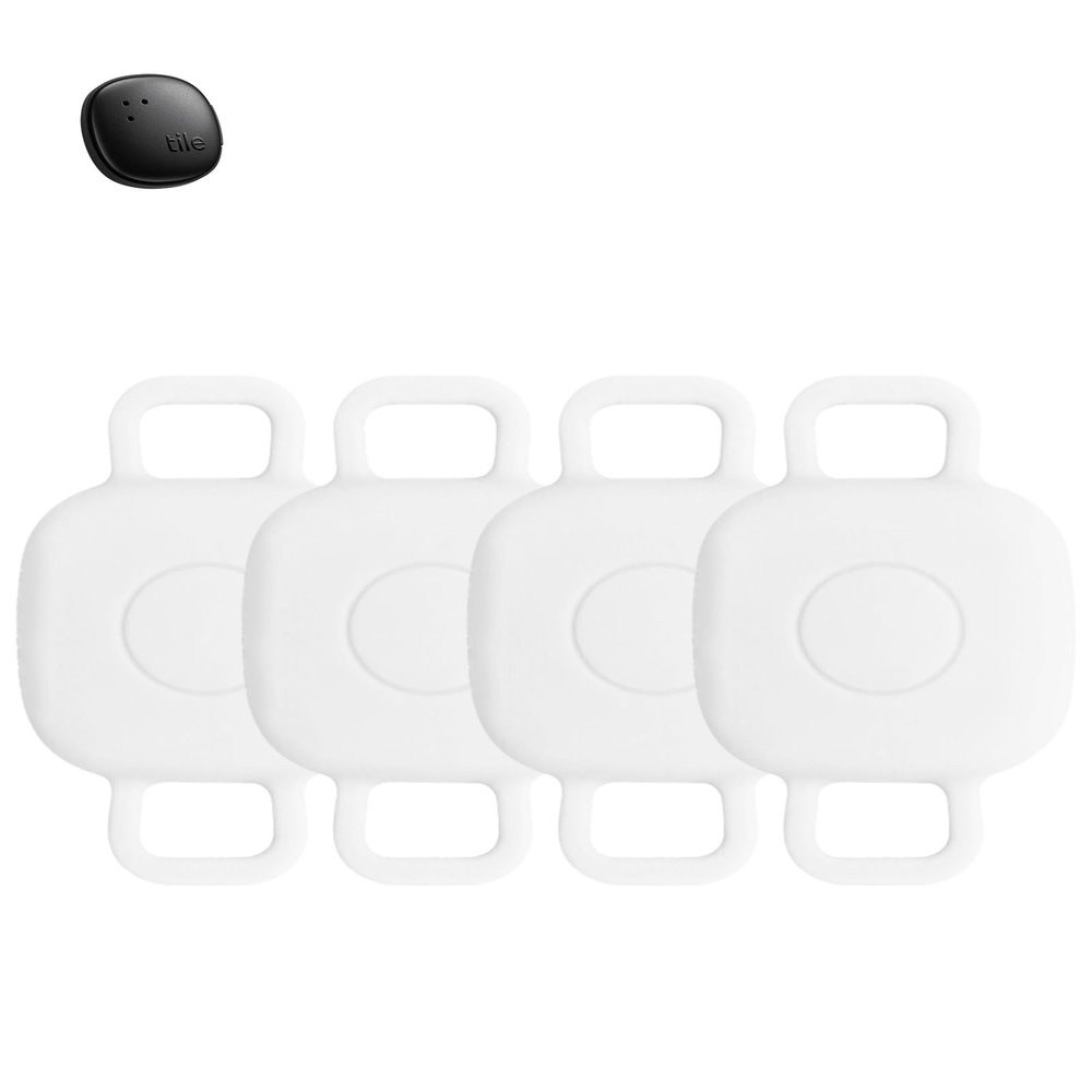 4 Pack for Tile by Life360 Mate (2024) Bluetooth Tracker Case,Shockproof,BOVUGAC Collar Model with 2cm Cut-Out Silicone Case Cover for Tile Mate (2024) for Pets-White