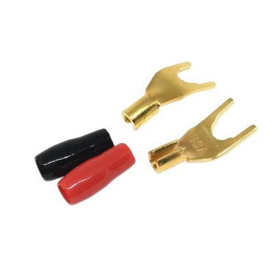 20Pcs Gold Plated Solderless Speaker Cable Banana Y Spade Terminal Connector(10Red 10Black)