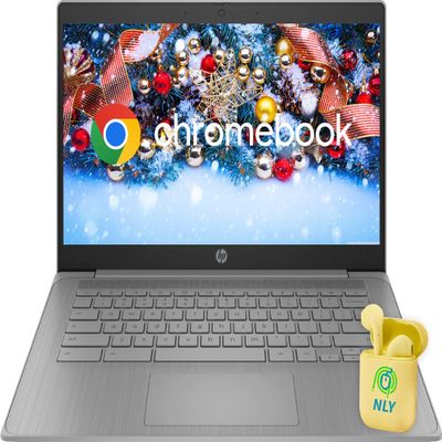 HP 14" Chromebook Laptop Computer, Chrome OS, 4GB RAM 64GB SSD, Intel Celeron N4120 4-Core Processor, HD Webcam, WI-FI, HD Audio, NLY Earphones, Modern Gray