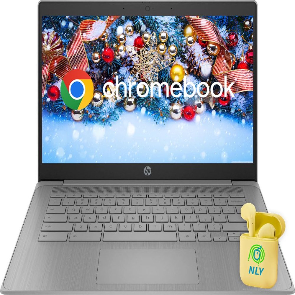 HP 14" Chromebook Laptop Computer, Chrome OS, 4GB RAM 64GB SSD, Intel Celeron N4120 4-Core Processor, HD Webcam, WI-FI, HD Audio, NLY Earphones, Modern Gray