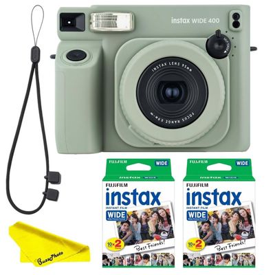 Fujifilm INSTAX Wide 400 Instant Camera (Sage Green) with Instax Wide Films (40 Sheets)
