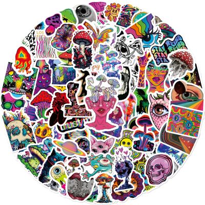 100 Pieces Trippy Stickers, Cool Psychedelic Aesthetic Stickers Waterproof Vinyl Gifts for Phone, Water Bottle, Luggage, Laptop, Adults Teens