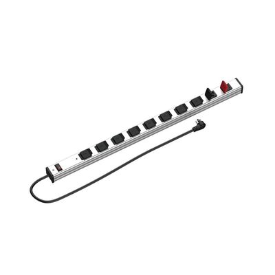 9 Outlets 2 USB Heavy Duty Metal Socket Power Strip,10-Foot Long Extension Cord with Circuit Breaker. Mounting Brackets Included, Workshop/Industrial use